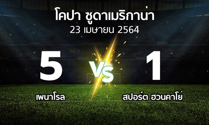 ผลบอล : เพนาโรล vs สปอร์ต ฮวนคาโย่ (โคปา-ซูดาเมริกาน่า 2021)