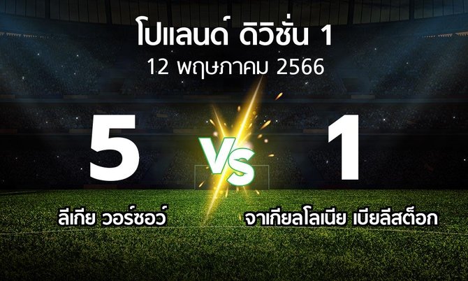 ผลบอล : ลีเกีย  vs จาเกียลโลเนีย เบียลีสต็อก (โปแลนด์-ดิวิชั่น-1 2022-2023)