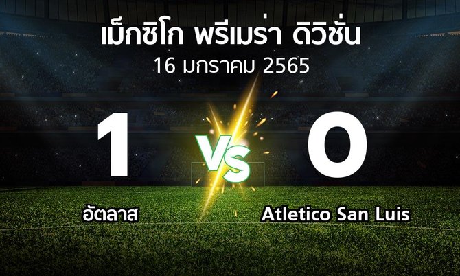 ผลบอล : อัตลาส vs Atletico San Luis (เม็กซิโก-พรีเมร่า-ดิวิชั่น 2022-2023)