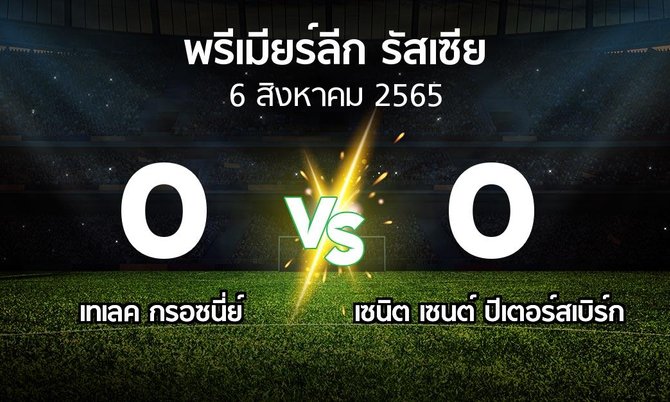 ผลบอล : เทเลค กรอซนี่ย์ vs เซนิต เซนต์ ปีเตอร์สเบิร์ก (พรีเมียร์ลีก รัสเซีย 2022-2023)