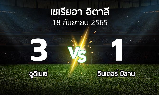 ผลบอล : อูดิเนเซ่ vs อินเตอร์ มิลาน (เซเรีย อา 2022-2023)