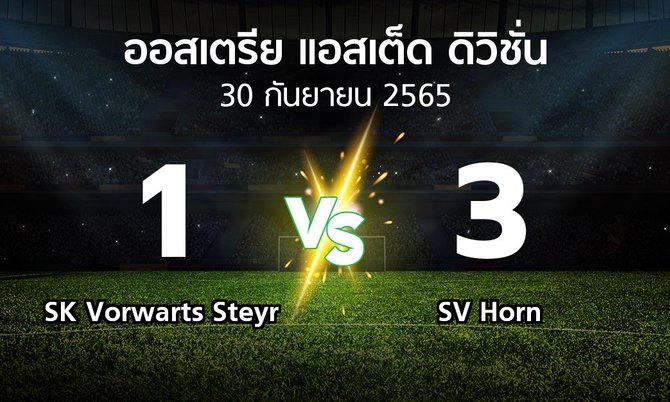 ผลบอล : SK Vorwarts Steyr vs SV Horn (ออสเตรีย-แอสเต็ด-ดิวิชั่น 2022-2023)