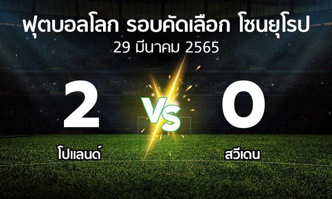 ผลบอล : โปแลนด์ vs สวีเดน (ฟุตบอลโลก-รอบคัดเลือก-โซนยุโรป 2021-2022)