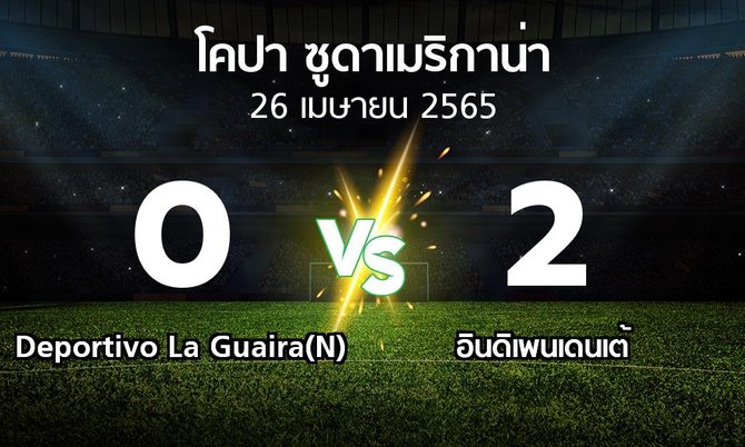 ผลบอล : Deportivo La Guaira(N) vs อินดิเพนเดนเต้ (โคปา-ซูดาเมริกาน่า 2022)