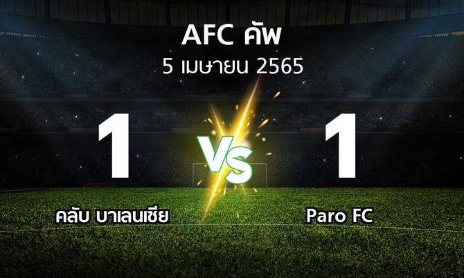 ผลบอล : คลับ บาเลนเซีย vs Paro FC (เอเอฟซีคัพ 2022)