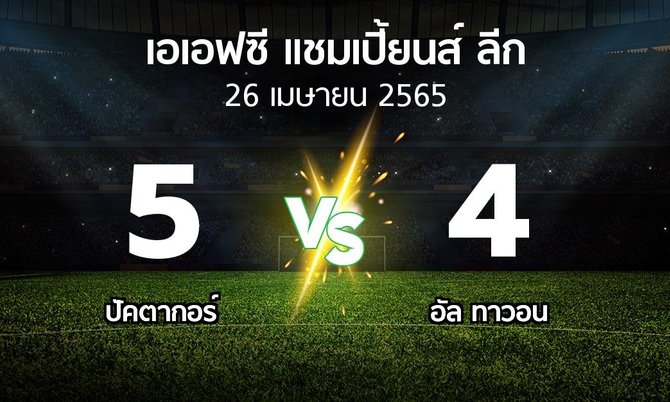 ผลบอล : ปัคตากอร์ vs อัล ทาวอน (เอเอฟซีแชมเปี้ยนส์ลีก 2022)