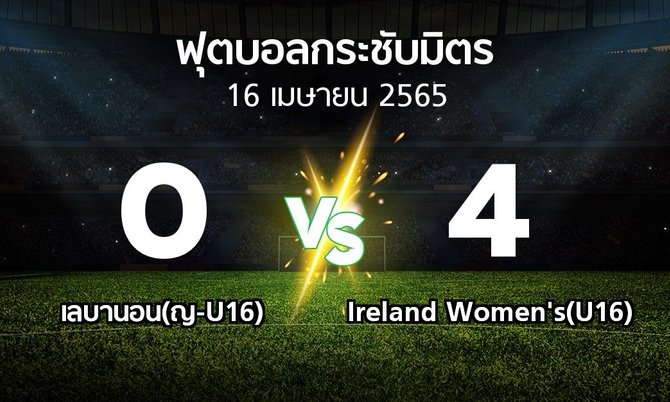 ผลบอล : เลบานอน(ญ-U16) vs Ireland Women's(U16) (ฟุตบอลกระชับมิตร)