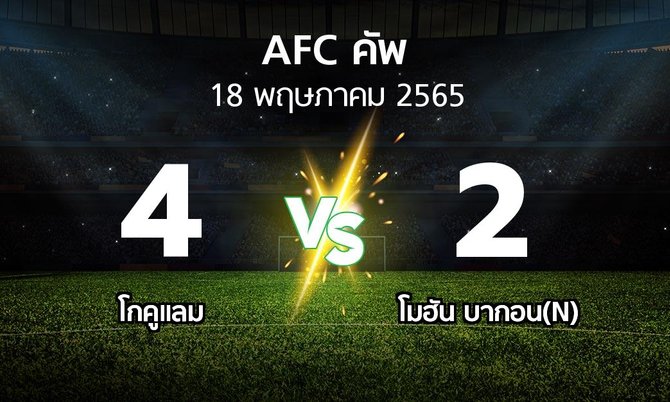 ผลบอล : โกคูแลม vs โมฮัน บากอน(N) (เอเอฟซีคัพ 2022)