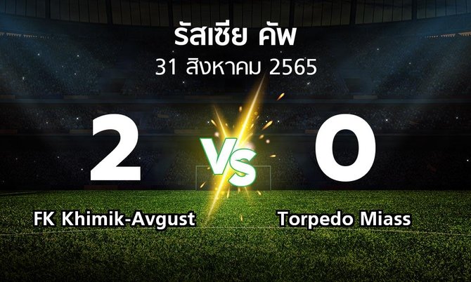 ผลบอล : FK Khimik-Avgust vs Torpedo Miass (รัสเซีย-คัพ 2022-2023)