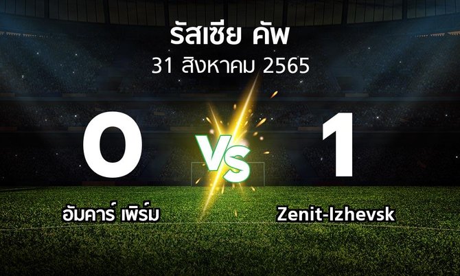 ผลบอล : อัมคาร์ เพิร์ม vs Zenit-Izhevsk (รัสเซีย-คัพ 2022-2023)