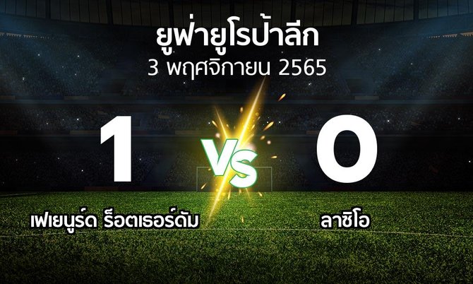 ผลบอล : เฟเยนูร์ด ร็อตเธอร์ดัม vs ลาซิโอ (ยูฟ่า ยูโรป้าลีก 2022-2023)