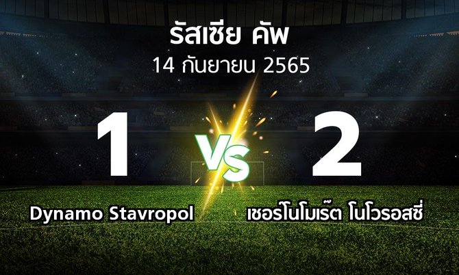 ผลบอล : Dynamo Stavropol vs เชอร์โนโมเร๊ต โนโวรอสซี่ (รัสเซีย-คัพ 2022-2023)