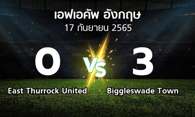 ผลบอล : East Thurrock United vs Biggleswade Town (เอฟเอ คัพ 2022-2023)