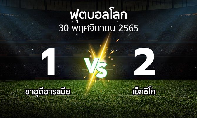 ผลบอล : ซาอุดีอาระเบีย vs เม็กซิโก (ฟุตบอลโลก 2022)