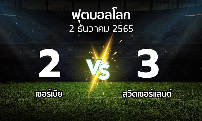 ผลบอล : เซอร์เบีย vs สวิตเซอร์แลนด์ (ฟุตบอลโลก 2022)