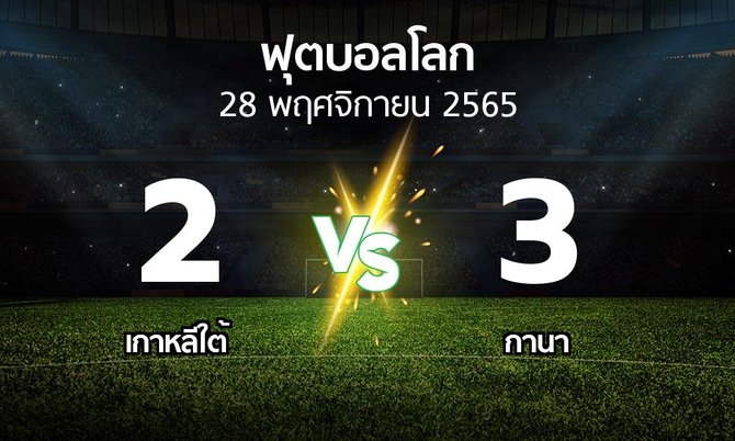 ผลบอล : เกาหลีใต้ vs กานา (ฟุตบอลโลก 2022)