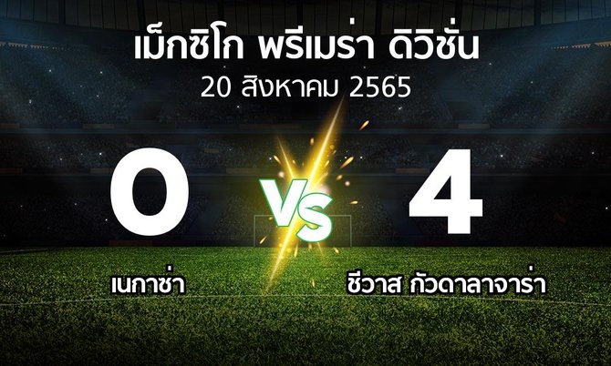 ผลบอล : เนกาซ่า vs ชีวาส กัวดาลาจาร่า (เม็กซิโก-พรีเมร่า-ดิวิชั่น 2022-2023)