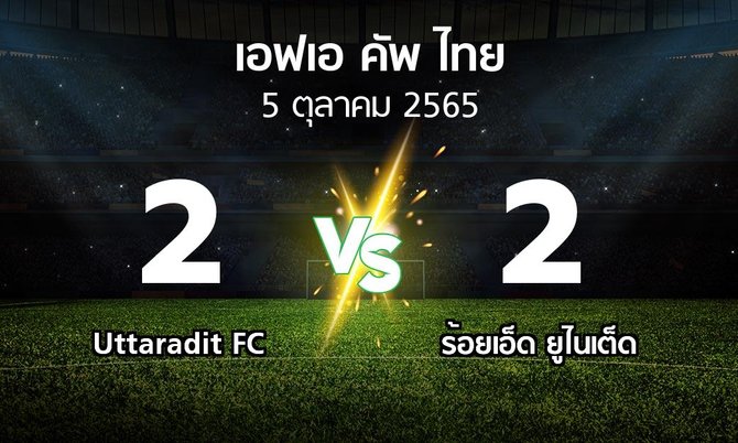 ผลบอล : Uttaradit FC vs ร้อยเอ็ด ยูไนเต็ด (ไทยเอฟเอคัพ 2022-2023)