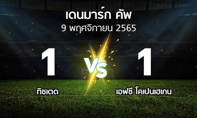 ผลบอล : ทิซเตด vs โคเปนเฮเกน (เดนมาร์ก-คัพ 2022-2023)