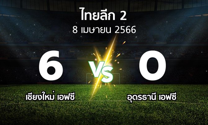 ผลบอล : เชียงใหม่ เอฟซี vs อุดรธานี เอฟซี (ไทยลีก 2 2022-2023)