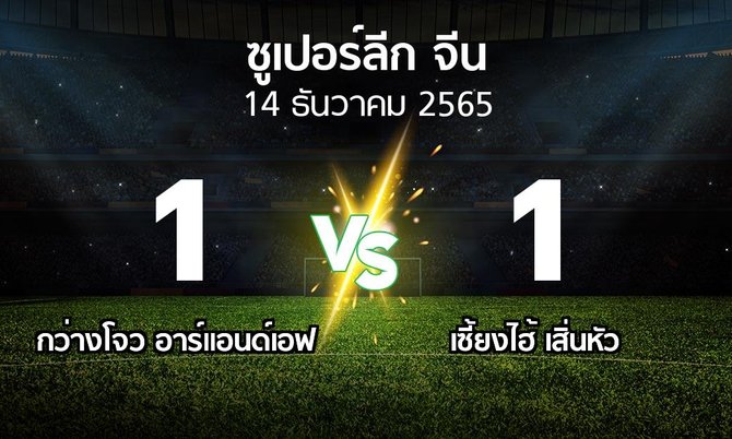 ผลบอล : กว่างโจว อาร์แอนด์เอฟ vs เซี้ยงไฮ้ เสิ่นหัว (ซูเปอร์ลีกจีน 2022-2023)