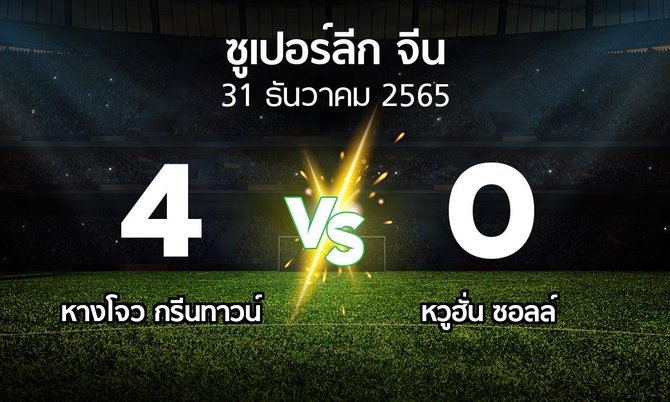 ผลบอล : หางโจว กรีนทาวน์ vs หวูฮั่น ซอลล์ (ซูเปอร์ลีกจีน 2022-2023)