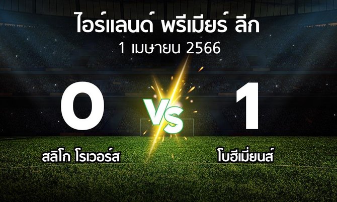 ผลบอล : สลิโก โรเวอร์ส vs โบฮีเมี่ยนส์ (ไอร์แลนด์-พรีเมียร์-ลีก 2023)