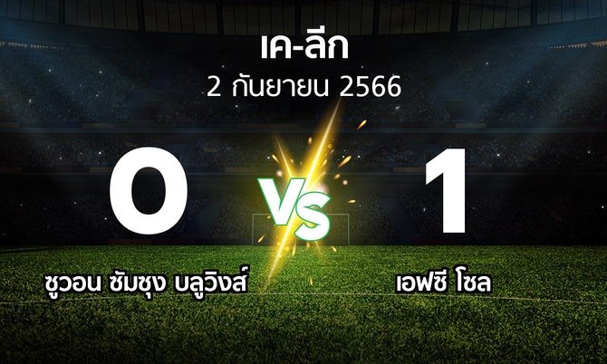 ผลบอล : ซูวอน ซัมซุง บลูวิงส์ vs เอฟซี โซล (เค-ลีก 2023)