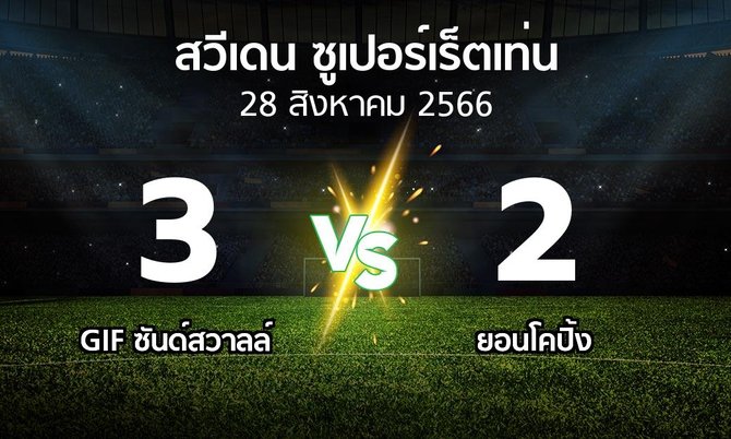 ผลบอล : GIF ซันด์สวาลล์ vs ยอนโคปิ้ง (สวีเดน-ซูเปอร์เร็ตเท่น 2023)