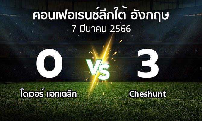 ผลบอล : โดเวอร์ แอทเตลิก vs Cheshunt (คอนเฟอเรนช์ลีกใต้อังกฤษ 2022-2023)