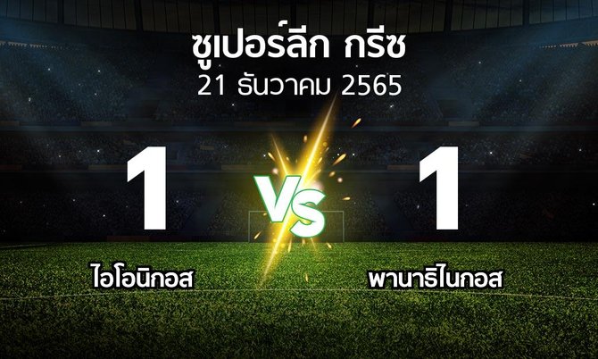 ผลบอล : ไอโอนิกอส vs พานาธิไนกอส (ซูเปอร์ลีก-กรีซ 2022-2023)