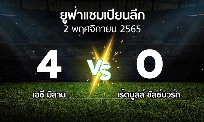 ผลบอล : เอซี มิลาน vs เร้ดบูลล์ ซัลซ์บวร์ก (ยูฟ่า แชมเปียนส์ลีก 2022-2023)