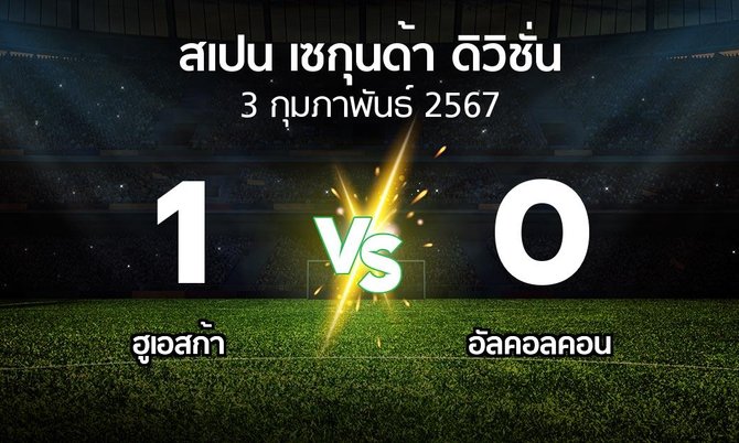 ผลบอล : ฮูเอสก้า vs อัลคอลคอน (สเปน-เซกุนด้า-ดิวิชั่น 2023-2024)