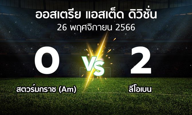 ผลบอล : สตวร์มกราซ (Am) vs ลีโอเบน (ออสเตรีย-แอสเต็ด-ดิวิชั่น 2023-2024)