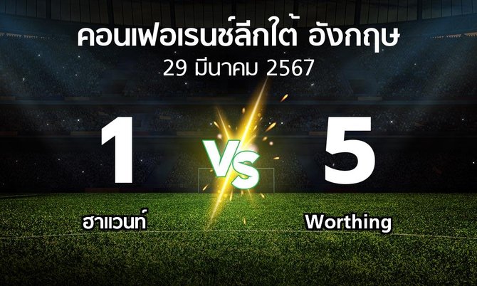 ผลบอล : ฮาแวนท์ vs Worthing (คอนเฟอเรนช์ลีกใต้อังกฤษ 2023-2024)