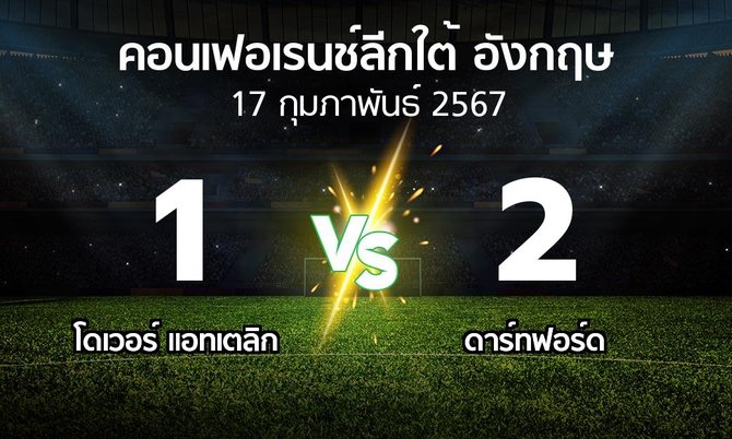 ผลบอล : โดเวอร์ แอทเตลิก vs ดาร์ทฟอร์ด (คอนเฟอเรนช์ลีกใต้อังกฤษ 2023-2024)