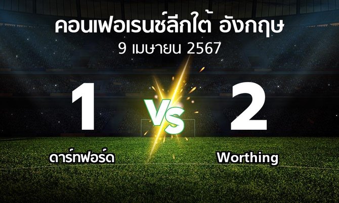 ผลบอล : ดาร์ทฟอร์ด vs Worthing (คอนเฟอเรนช์ลีกใต้อังกฤษ 2023-2024)