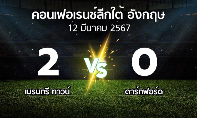 ผลบอล : เบรนทรี ทาวน์ vs ดาร์ทฟอร์ด (คอนเฟอเรนช์ลีกใต้อังกฤษ 2023-2024)
