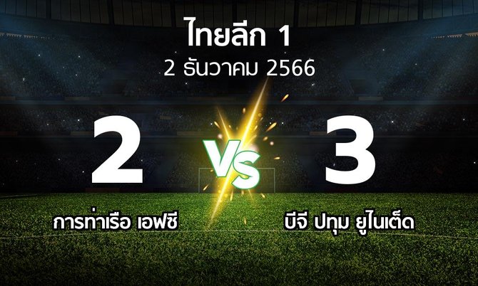 ผลบอล : การท่าเรือ เอฟซี vs บีจี ปทุม ยูไนเต็ด (ไทยลีก 1 2023-2024)