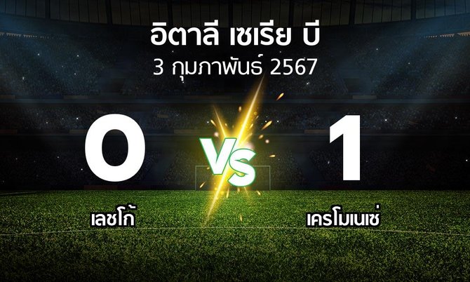 ผลบอล : เลชโก้ vs เครโมเนเซ่ (อิตาลี-เซเรีย-บี 2023-2024)
