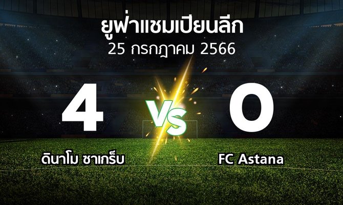 ผลบอล : ดินาโม ซาเกร็บ vs FC Astana (ยูฟ่า แชมเปียนส์ลีก 2023-2024)