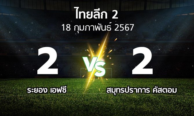 ผลบอล : ระยอง เอฟซี vs สมุทรปราการ คัสตอม (ไทยลีก 2 2023-2024)
