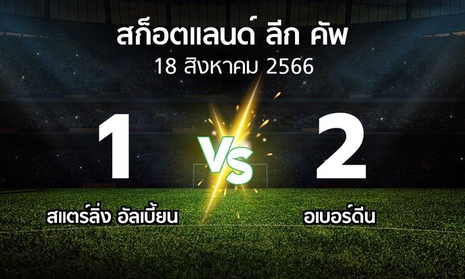 ผลบอล : สแตร์ลิ่ง อัลเบี้ยน vs อเบอร์ดีน (สก็อตแลนด์-ลีก-คัพ 2023-2024)