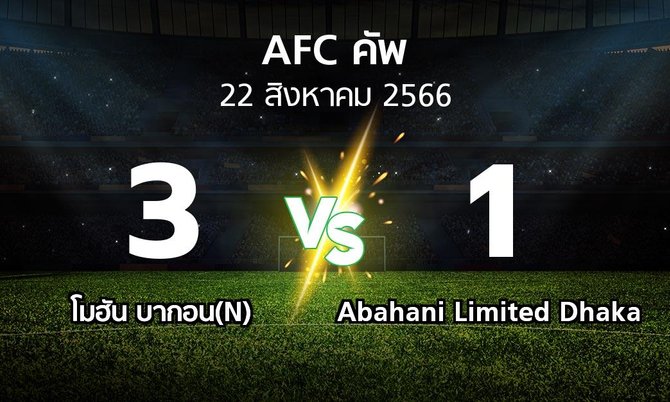 ผลบอล : โมฮัน บากอน(N) vs Abahani Limited Dhaka (เอเอฟซีคัพ 2023-2024)
