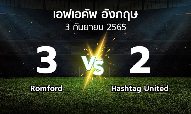 ผลบอล : Romford vs Hashtag United (เอฟเอ คัพ 2023-2024)