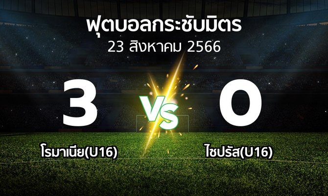 โปรแกรมบอล : โรมาเนีย(U16) vs ไซปรัส(U16) (ฟุตบอลกระชับมิตร)