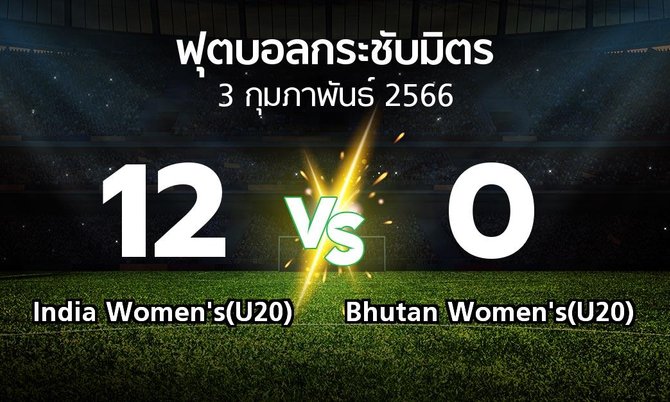 โปรแกรมบอล : India Women's(U20) vs Bhutan Women's(U20) (ฟุตบอลกระชับมิตร)