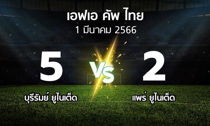 ผลบอล : บุรีรัมย์ ยูไนเต็ด vs แพร่ ยูไนเต็ด (ไทยเอฟเอคัพ 2022-2023)