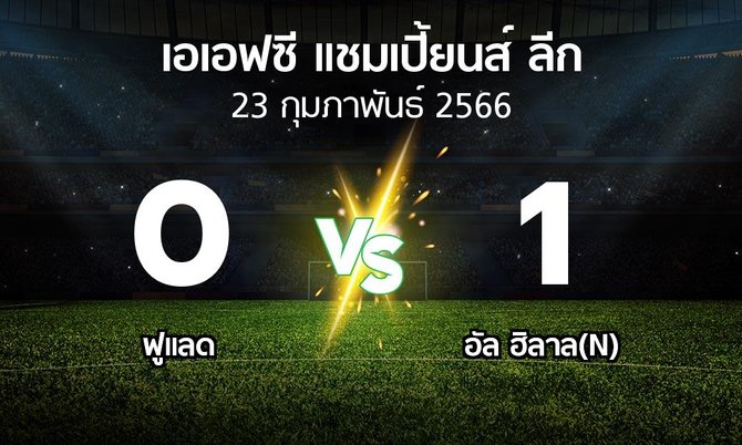 ผลบอล : ฟูแลด vs อัล ฮิลาล(N) (เอเอฟซีแชมเปี้ยนส์ลีก 2022-2023)