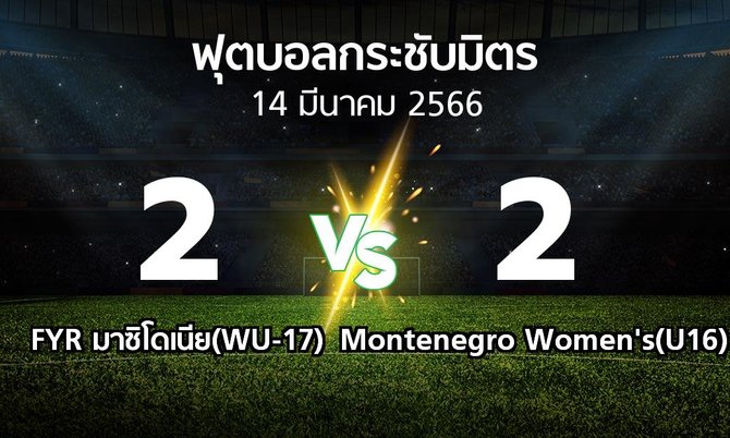 โปรแกรมบอล : FYR มาซิโดเนีย(WU-17) vs Montenegro Women's(U16) (ฟุตบอลกระชับมิตร)